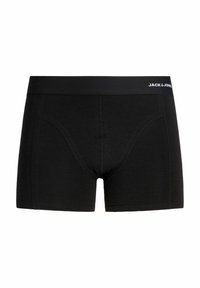 Boxers noirs pour hommes avec une large ceinture affichant le logo « JACK & JONES » sur le côté droit.