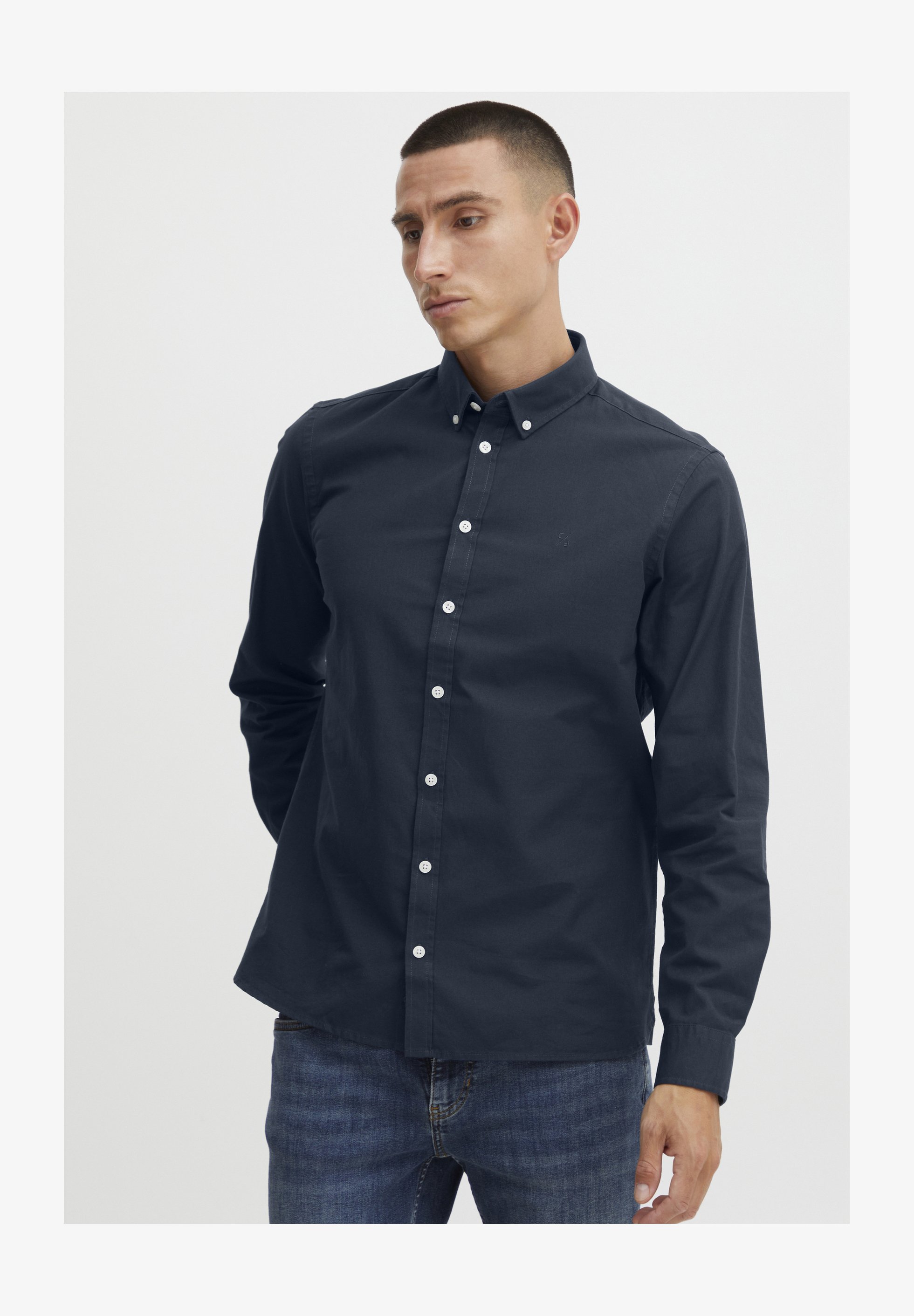 CASUAL FRIDAY Anton LS Garment Dyed-Maglietta Camicia, 194013/Dark Navy, S Uomo