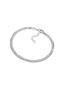 Silberarmband mit zwei verflochtenen Ketten, ausgestattet mit einem Karabinerhaken und einstellbarer Länge. Glatte Textur mit polierter Oberfläche.
