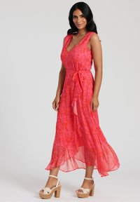 South Beach SUMMER CHIFFON V NECK FRILL WRAP  - Vestido largo - red