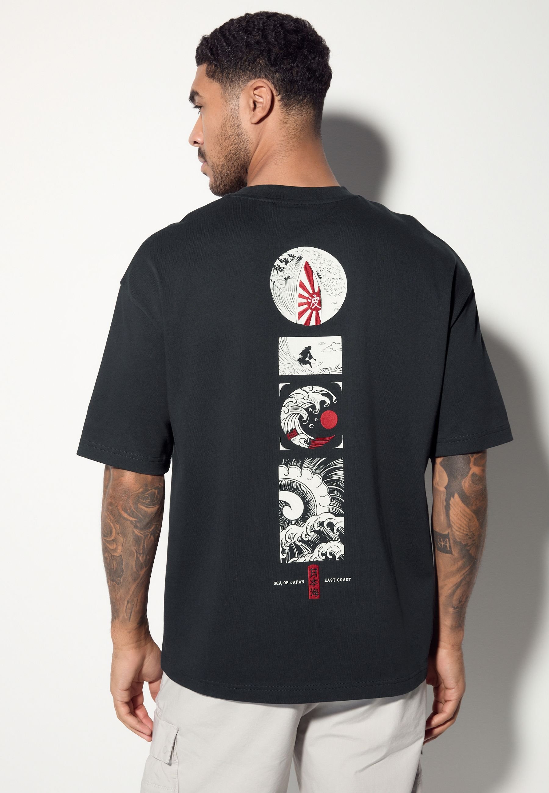 Next JAPANESE SURF GRAPHIC - Tricou cu imprimeu - black/negru