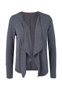 Šedý svetr z měkké tkaniny s přehnutým předním designem. Má dlouhé rukávy a volný střih. Minimalistický styl bez zapínání.