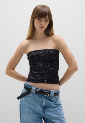 BANDEAU WITH SEQUINS - Débardeur - gunmetal