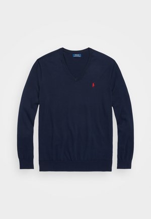 Polo Ralph Lauren Big & Tall COTTON V-NECK SWEATER - Strikkegenser - hunter navy