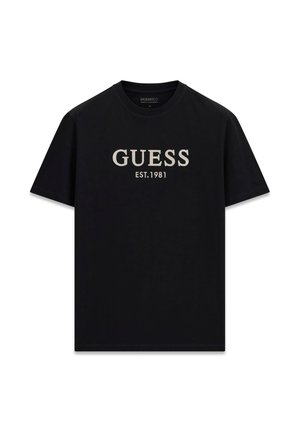 Guess, T-SHIRT MIT GESTICKTEM LOGO - T-Shirt print - schwarz