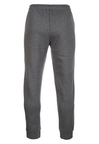 Grijze katoenen joggingbroek met een elastische tailleband, taps toelopende benen en ribgebreide manchetten. Zachte textuur met een gladde afwerking.