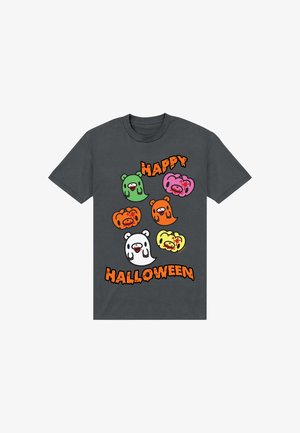 Henry Tiger, GLOOMY BEAR NAUGHTY GRIZZLY HAPPY HALLOWEEN GHOST PUMPKIN - T-shirts print - charcoal grey