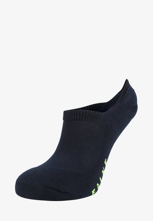 Zwarte enkelsok met ribbelboord, gemaakt van een gladde stof. Bevat een groen logo aan de zijkant. Ontworpen voor een low-profile pasvorm.