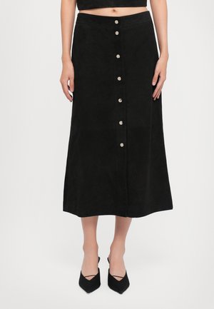 BUTTON MIDI SKIRT - Gonna a tubino - black