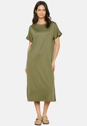 SOLID MIDI - Jersey dress - khaki med