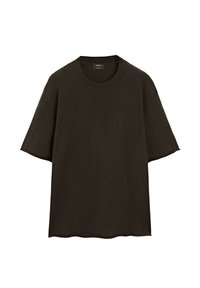 OVERSIZE SHORT SLEEVE WITH CREW NECK - Jumper - mottled dark brown