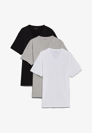 Calvin Klein Underwear, 3 PACK V-NECK T-SHIRT COTTON MICROFIBER STRETCH - Φανέλα - black/white/grey heather
