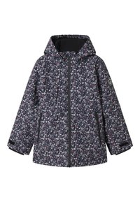 Õhuke veekindel lillemustriga jakk tumesinise taustaga, millel on roosad ja valged lilled, kapuuts, tõmblukk ja küljetaskud. Lisanditeks on logo tahvel.