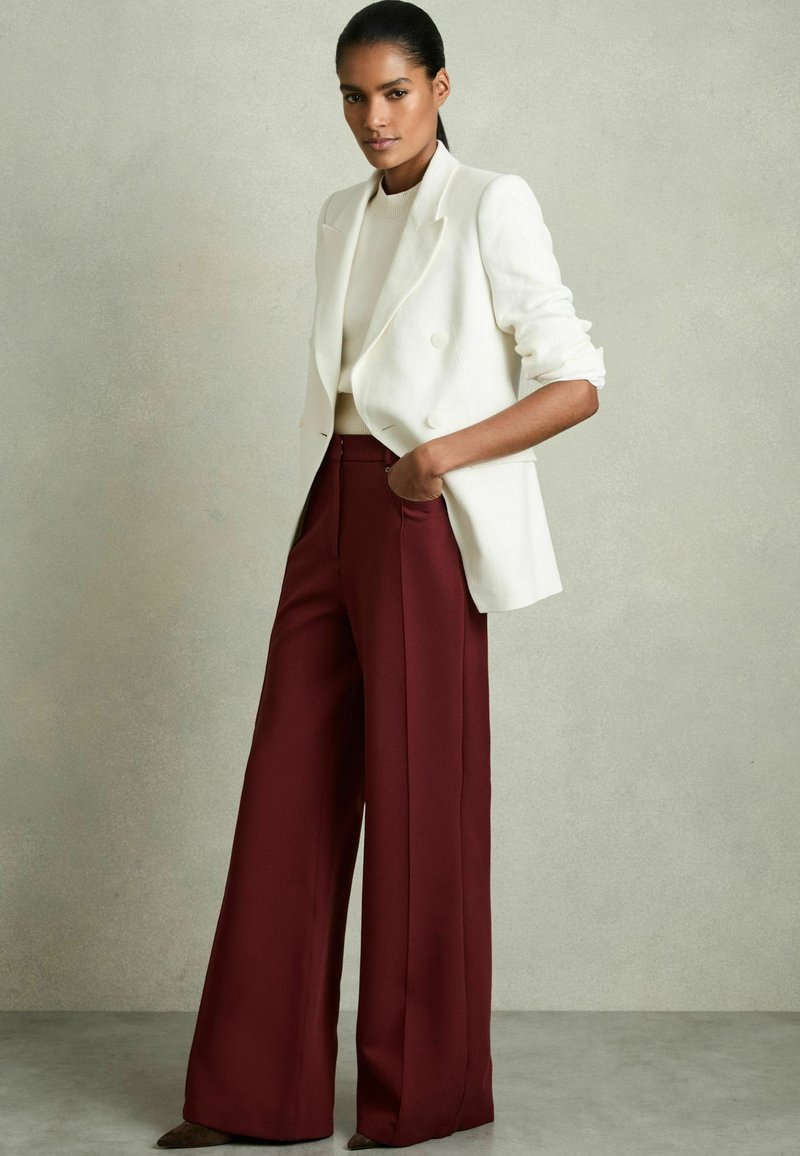 Reiss HEATHER PALAZZO - Kalhoty - dark red