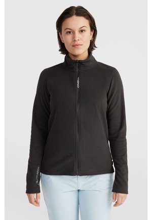 Zwarte fleece jas met hoge kraag, volledige rits aan de voorkant, lange mouwen en het 'O'Neill' logo. Ontworpen voor warmte en comfort.