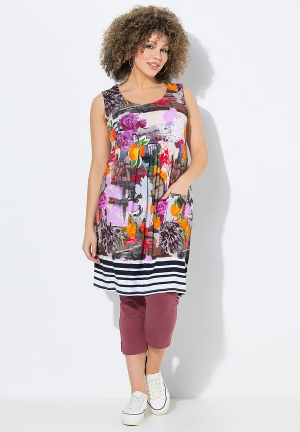 BORDER PRINT SLEEVELESS A-LINE SWING - Jerseykleid - lavender