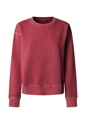 Rode katoenen sweatshirt met een ronde hals, geribbelde boorden en zoom. Voorzien van subtiele logo-borduring op de borst. Soepele textuur, comfortabele pasvorm.