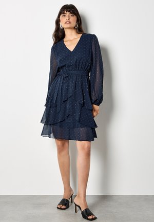 DIAMANTE EMBELLISHED TIERED MINI - Vestito casual - navy