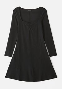 ADAPTIVE - LONG SLEEVES FLARED MINI DRESS - Rochie tricotată - black