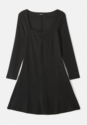 ADAPTIVE - LONG SLEEVES FLARED MINI DRESS - Strickkleid - black