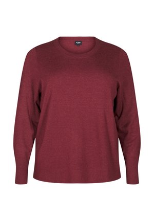 Zizzi FLASH MIT RUNDHALSAUSSCHNITT - Neule - merlot mel.
