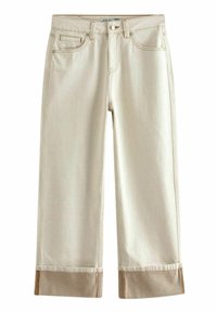 CROPPED TURN UP - Flared Jeans - ecru white