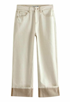 CROPPED TURN UP - Vaqueros a campana - ecru white
