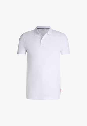 Witte polo shirt van katoen, met een kraag, korte mouwen en subtiele logo-textuur op de voorkant. Klassiek ontwerp met strakke lijnen.