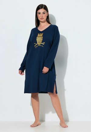 Ulla Popken, MOONLIT OWL LONG SLEEVE SLEEP TEE - Camisón - midnight blue