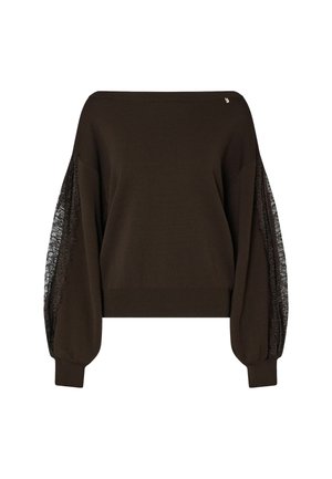 LIU JO, LIU JO SWEATER WITH LACE INSERTS - Πουλόβερ - dark brown
