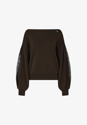 LIU JO, LIU JO SWEATER WITH LACE INSERTS - Pullover - dark brown