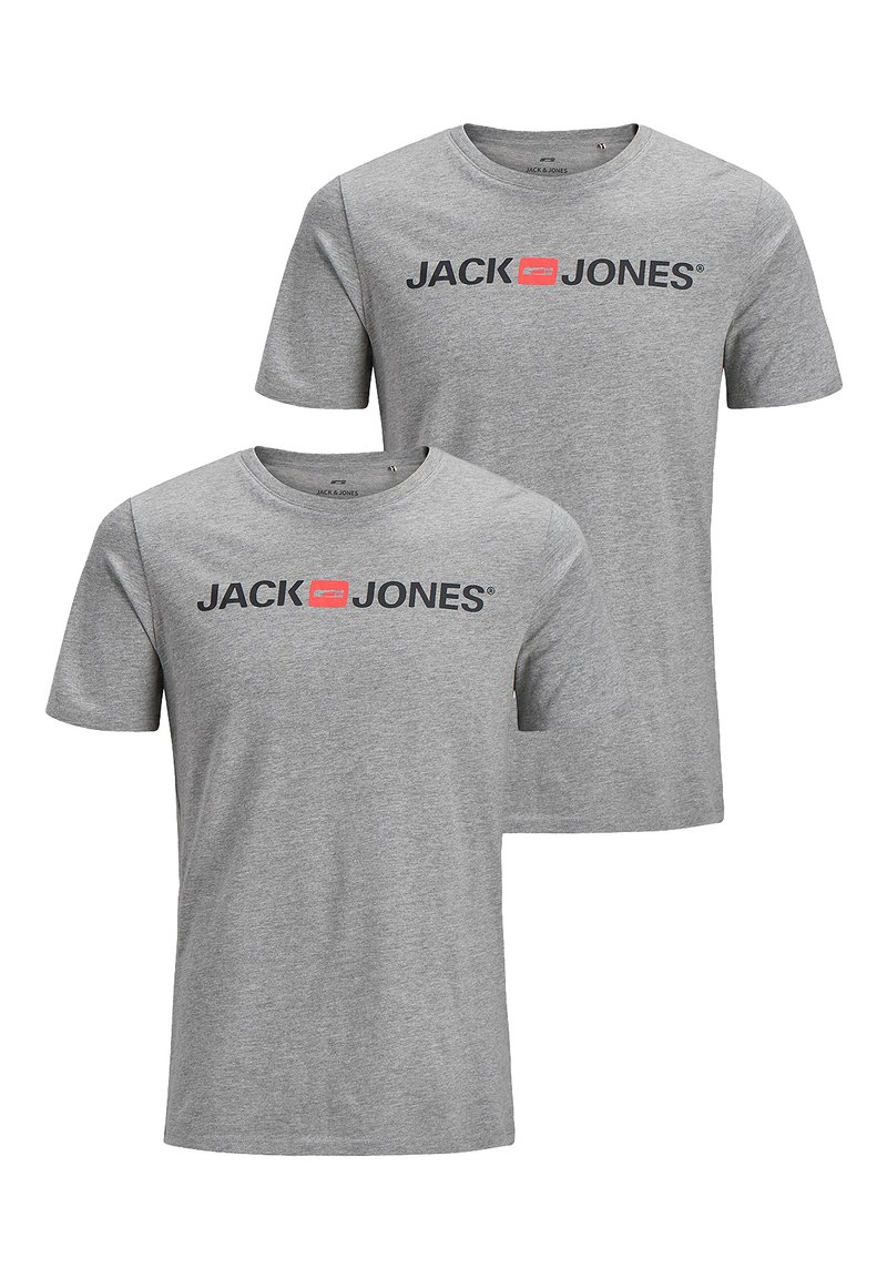 Jack Jones ECORP LOGO KURZARM PACK Print T-shirt grau/grey