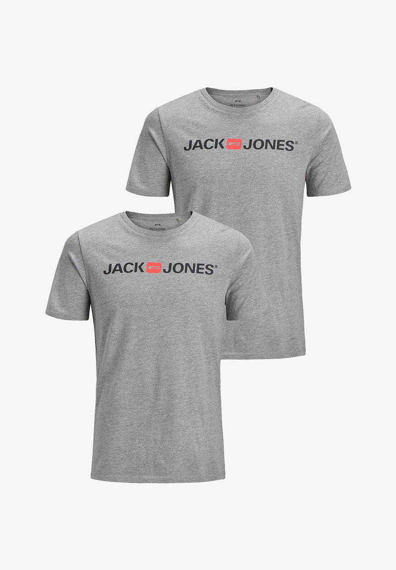 Jack Jones ECORP LOGO KURZARM PACK Print T-shirt grau/grey