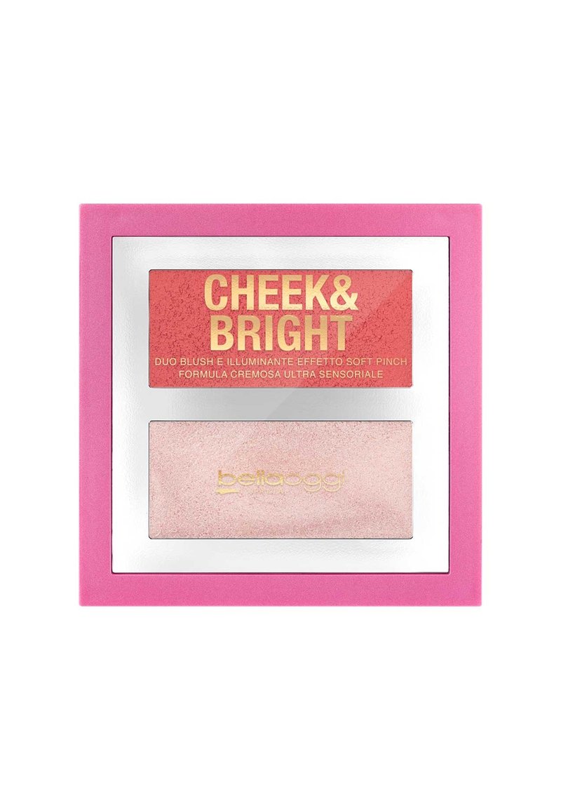 Compact per blush in duo con una tonalità rosa corallo e una sfumatura di rosa chiaro luminoso. Racchiuso in un esterno rosa vivace con accenti metallici.