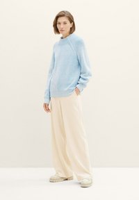 TOM TAILOR Strickpullover - offwhite blue plaited rib