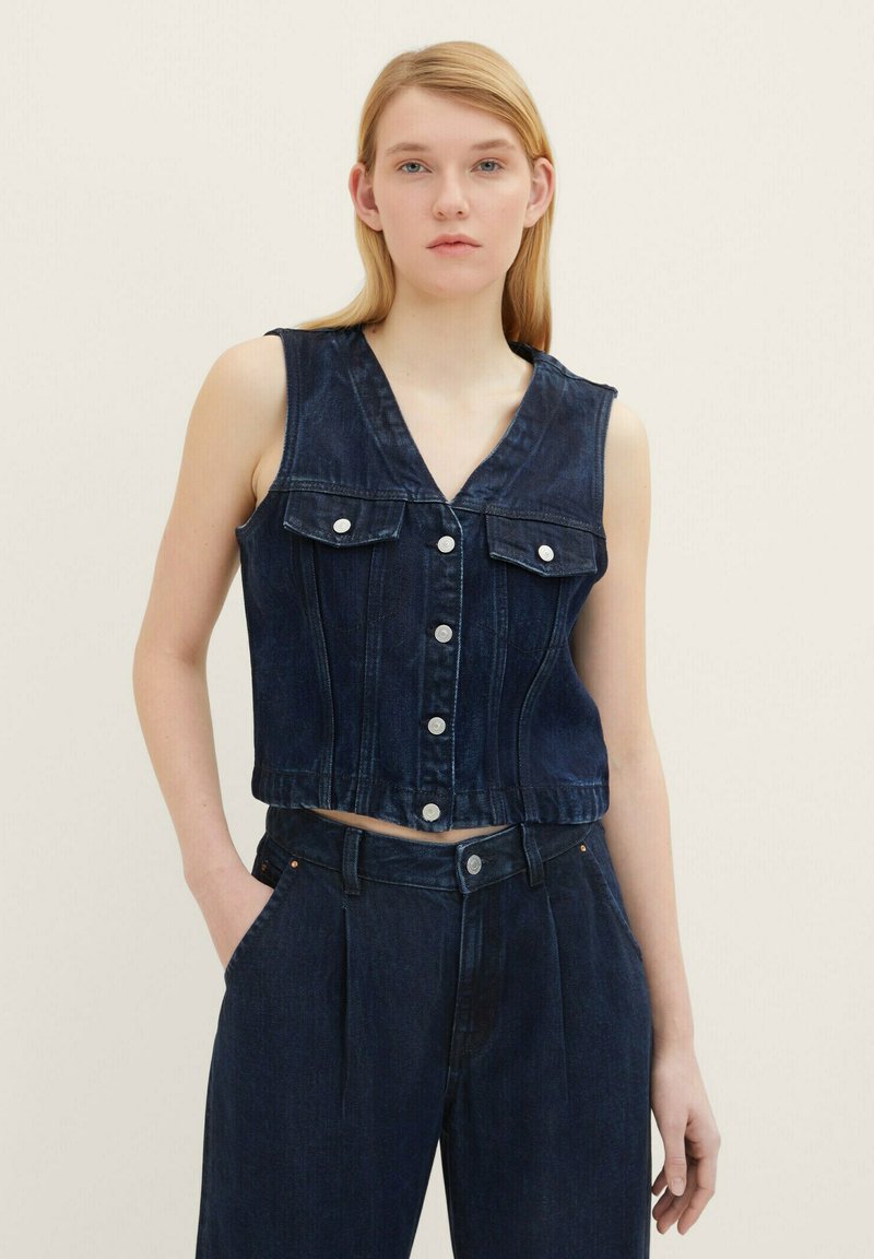 TOM TAILOR Denim Top Donna A Costine: Canottiera Basic Slim Fit In Misto Cotone