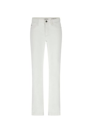 Witte jeans met een slanke pasvorm, 5 zakken en contrasterende stiknaden. Beschikt over een knoopsluiting en een subtiele merklabel op de tailleband.