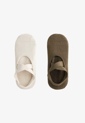 2 PAIRS OF COTTON BLEND YOGA AND PILATES WITH CROSSOVER STRAPS - Nogavice za športne copate - khaki