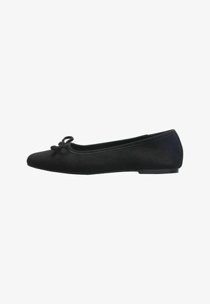 Friends Like These, WIDE FIT - SQUARE TOE BOW DETAIL FLAT BALLERINA SHOES - Ballerinasko - black faux suede
