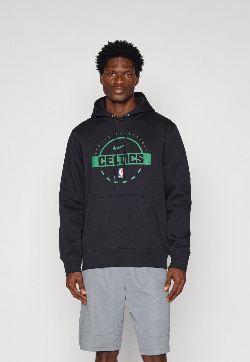 Čierna mikina s kapucňou s zeleným logom "Celtics" a emblémom NBA na prednej strane. Vyrobená z jemného materiálu s prednou kapsou.
