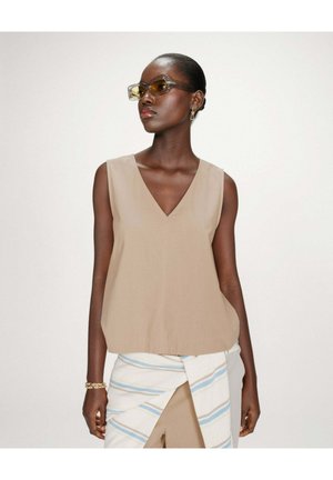 SANS MANCHES COL V VAGABOND - Blouse - sable