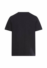 Sort kortærmet T-shirt lavet af blødt stof, med en klassisk rund halsudskæring og en afslappet pasform med en glat tekstur.