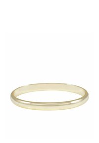 Guldtonad metallarmband, slät yta, rundade kanter, lätt reflekterande yta, med en kontinuerlig cirkulär form.