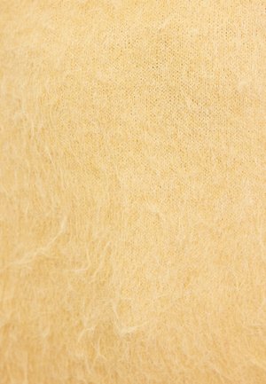 Tejido de punto amarillo con una textura suave y borrosa, que presenta un tejido fino y sutiles variaciones en el tono. Ideal para prendas de abrigo.