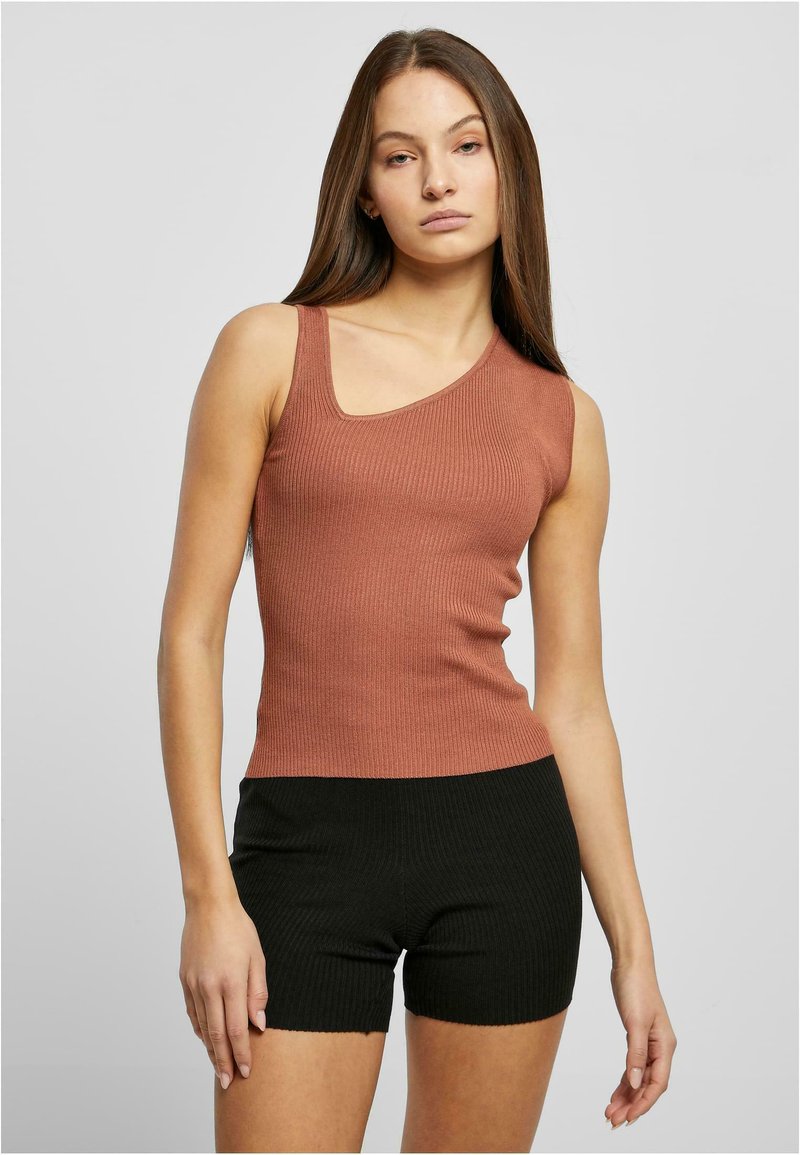 Urban Classics - DAMEN ASYMMETRIC  - Tops - terracotta, Palielināt