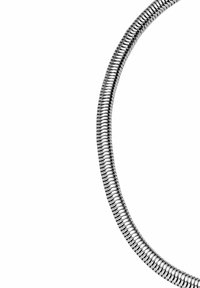 Silberne Metall-Schlangenkette mit einem glatten, flexiblen Design, das aus miteinander verbundenen runden Gliedern in polierter Ausführung besteht.