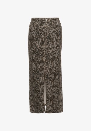 Kaffe LEONDRA - Falda larga - feather gray black animal