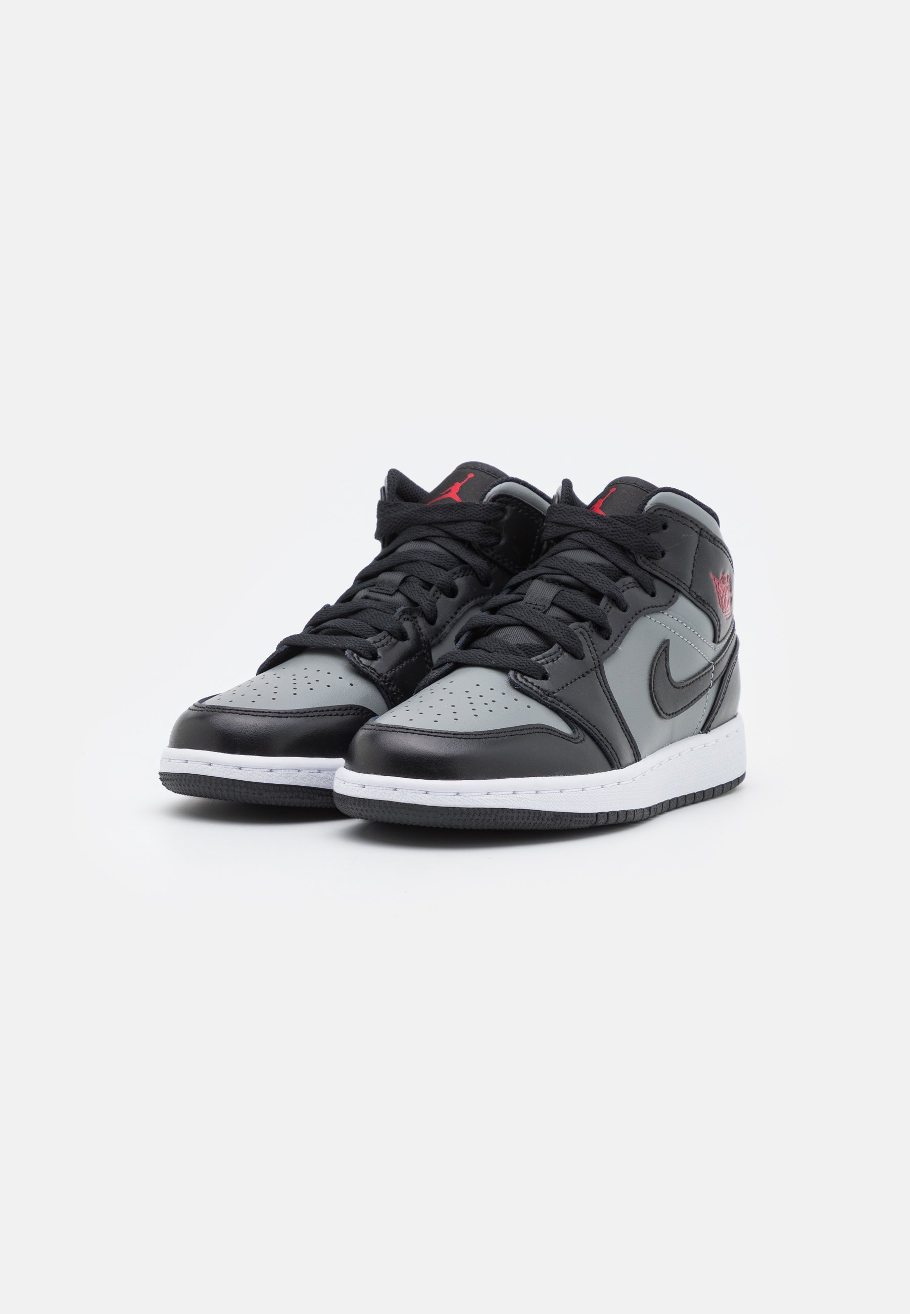 Jordan AIR 1 MID UNISEX - Basketbalschoenen - black/gym red/particle  grey/white/zwart - Zalando.be