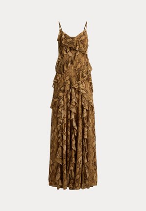 Lauren Ralph Lauren, PYTHON PRINT RUFFLE TRIM GEORGETTE GOWN - Robe de cocktail - tan multi