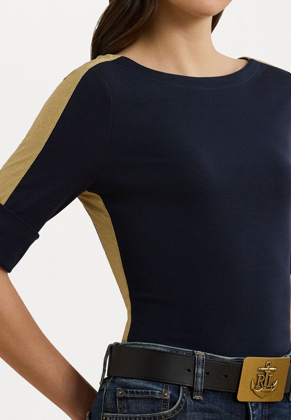 TWO-TONE STRETCH COTTON ELBOW-SLEEVE TEE - Long sleeved top4
